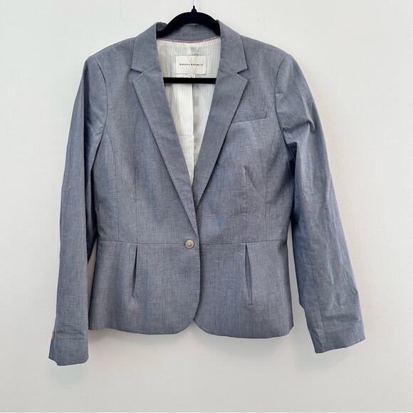 Banana Republic Women's Blazer Tailored Fit Navy/White Stretch Size 14 - Picture 1 of 4